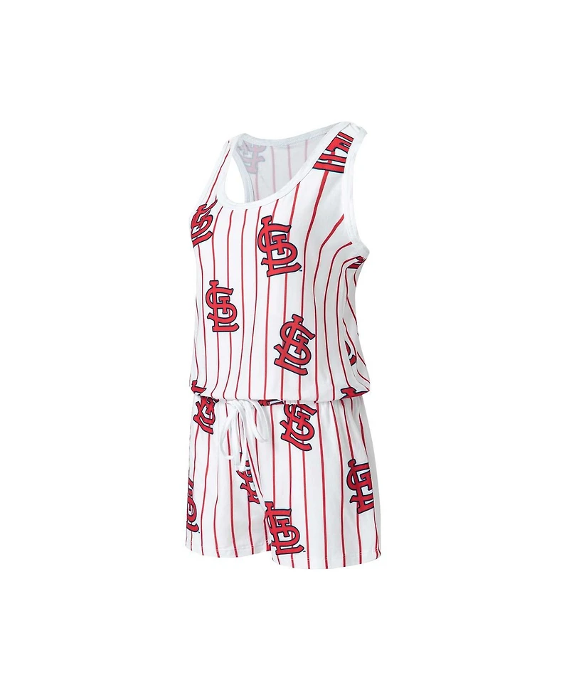 Women's Concepts Sport White St. Louis Cardinals Reel Pinstripe Knit Romper