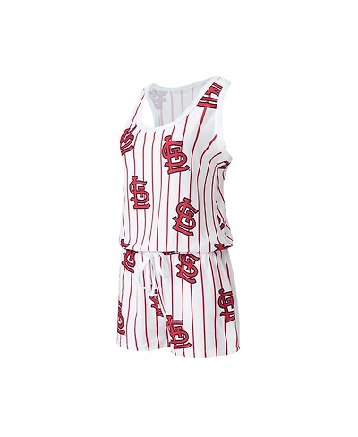 Women's Concepts Sport White St. Louis Cardinals Reel Pinstripe Knit Romper