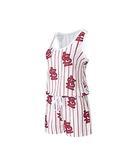 Women's Concepts Sport White St. Louis Cardinals Reel Pinstripe Knit Romper