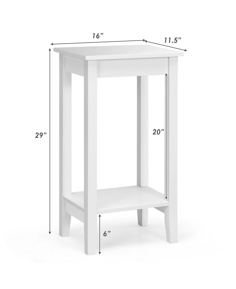 Costway 2-Tier Nightstand End Side Table Coffee Table Wooden Legs Bedroom