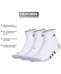 adidas Men's 3-pk. Cushioned Quarter Logo Socks