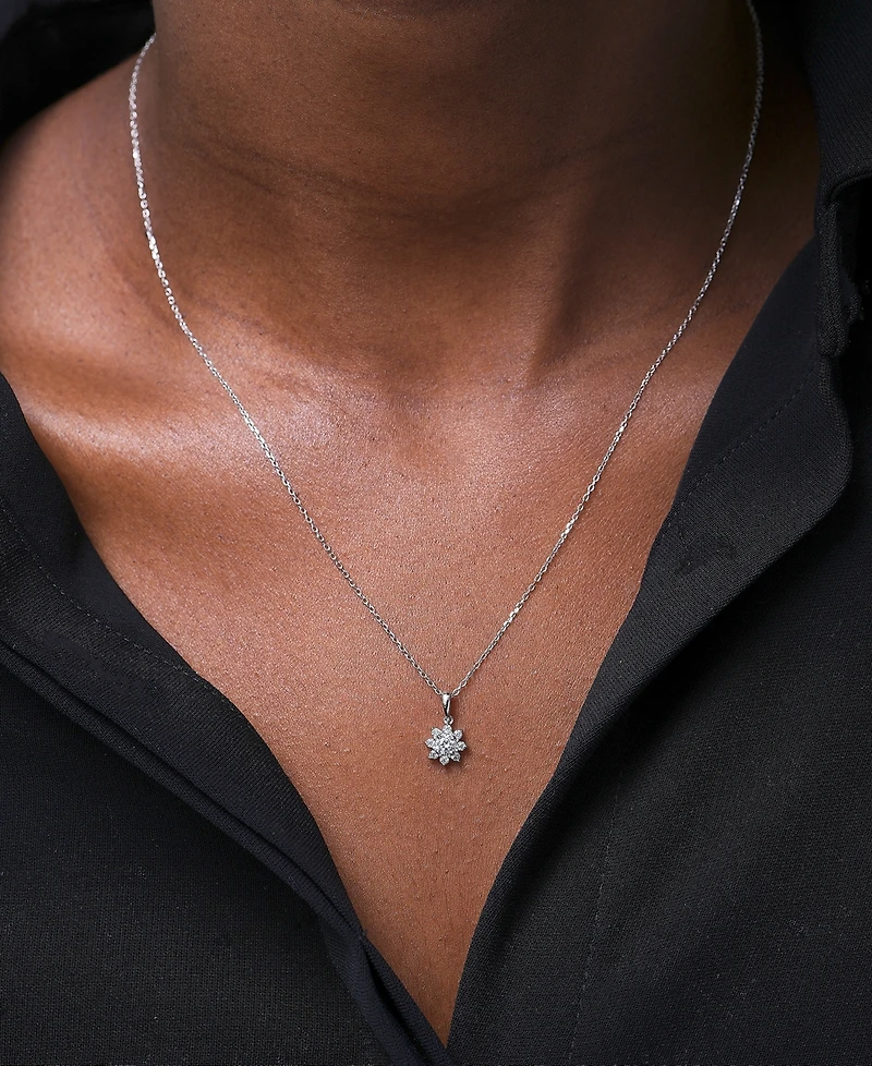 Diamond Star Flower Pendant Necklace (1/3 ct. t.w.) in 14k Gold, 15" + 3" extender