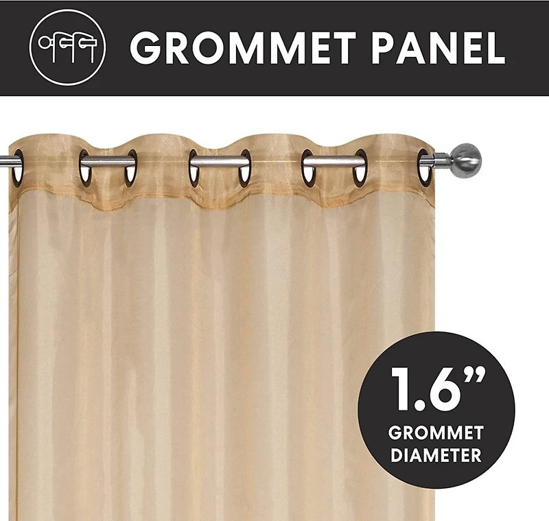 GoodGram Montauk Accents 2 Piece Grommet Top Summery Sheer Voile Window Curtain Panels For Extra Long & Taller Windows