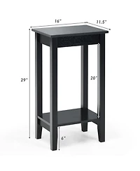 Costway 2-Tier Nightstand End Side Table Coffee Wooden Legs Bedroom