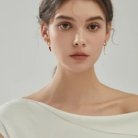18K Gold Plated Freshwater Pearls with Red Hot Enamel Chili Pendant - Hot Chilli Earrings For Women
