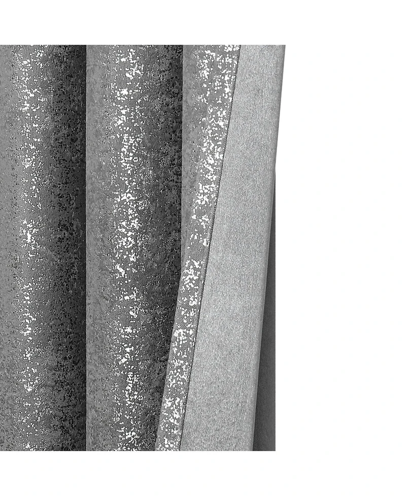 GoodGram Montauk Accents 2 Piece Grommet Top Sparkly Metallic Light Filtering Window Curtains - 95 in. Long Gray