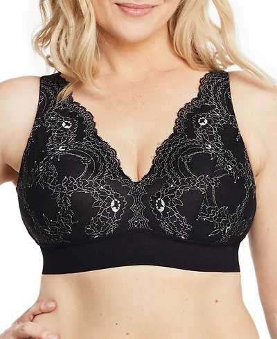 Glamorise Plus Full Figure Bramour Lexington Lace Plunge Wireless Bralette 7013