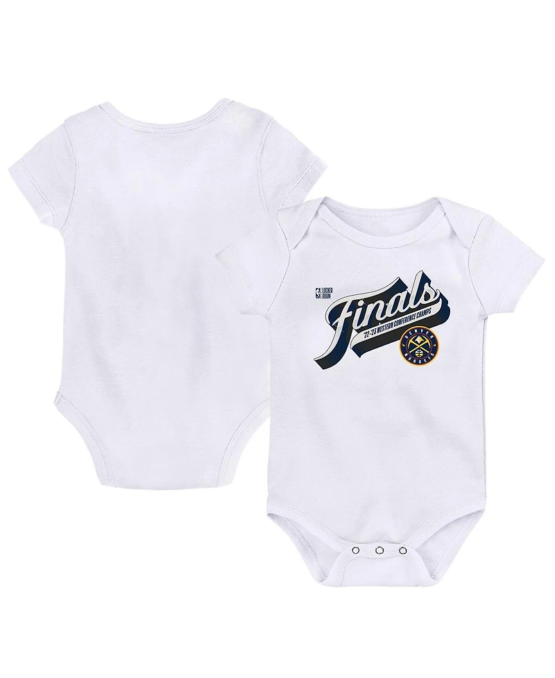 Infant Boys and Girls Fanatics White Denver Nuggets 2023 Western Conference Champions Locker Room Bodysuit