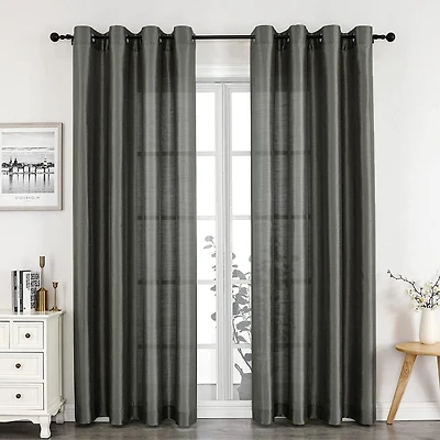 Kate Aurora Artisan Lightweight Transparent Faux Silk Sheer Grommet Single Curtain Panel