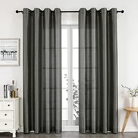 Kate Aurora Artisan Lightweight Transparent Faux Silk Sheer Grommet Single Curtain Panel