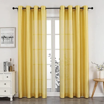 Kate Aurora Artisan Lightweight Transparent Faux Silk Sheer Grommet Single Curtain Panel