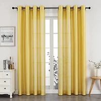 Kate Aurora Artisan Lightweight Transparent Faux Silk Sheer Grommet Single Curtain Panel