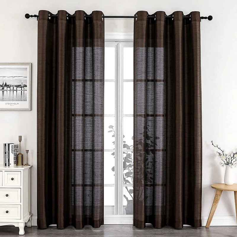 Kate Aurora Artisan Lightweight Transparent Faux Silk Sheer Grommet Single Curtain Panel