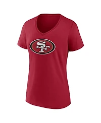 Women's Fanatics Christian McCaffrey Scarlet San Francisco 49ers Player Icon Name and Number V-Neck T-shirt