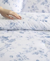 Laura Ashley Belinda Cotton Reversible 3 Piece Comforter Set, Full/Queen