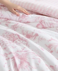 Laura Ashley Delphine Cotton Reversible 3 Piece Comforter Set, Full/Queen