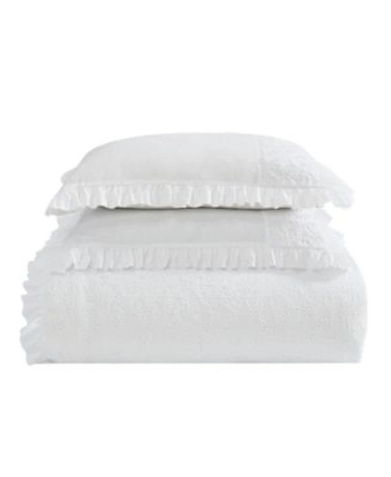 Laura Ashley Eyelet Ruffle Microfiber Comforter Set