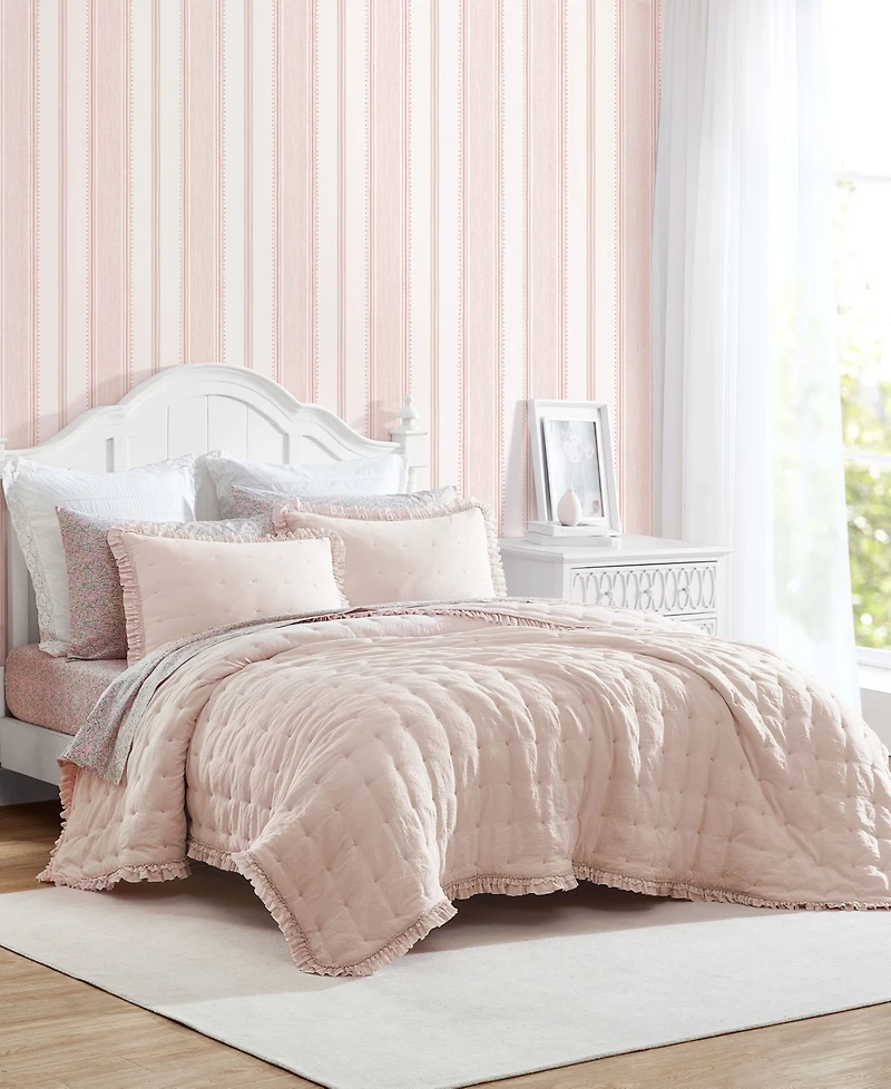 Laura Ashley Hailee Microfiber 2 Piece Quilt Set, Twin