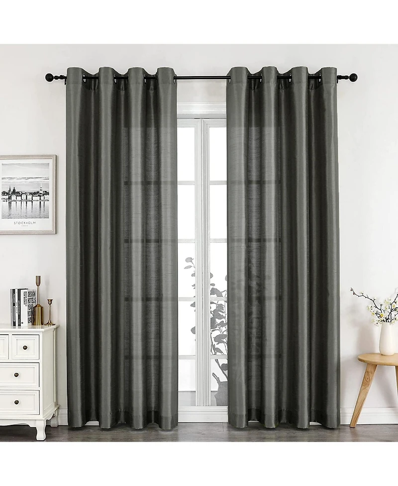 Kate Aurora Home Living 2 Piece Lightweight Basic Sheer Grommet Top Curtain Panels