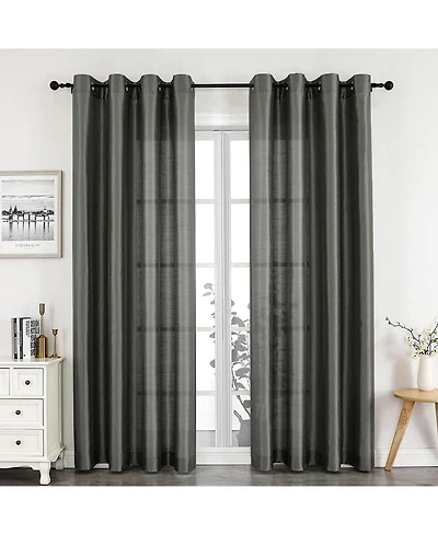 Kate Aurora Home Living 2 Piece Lightweight Basic Sheer Grommet Top Curtain Panels