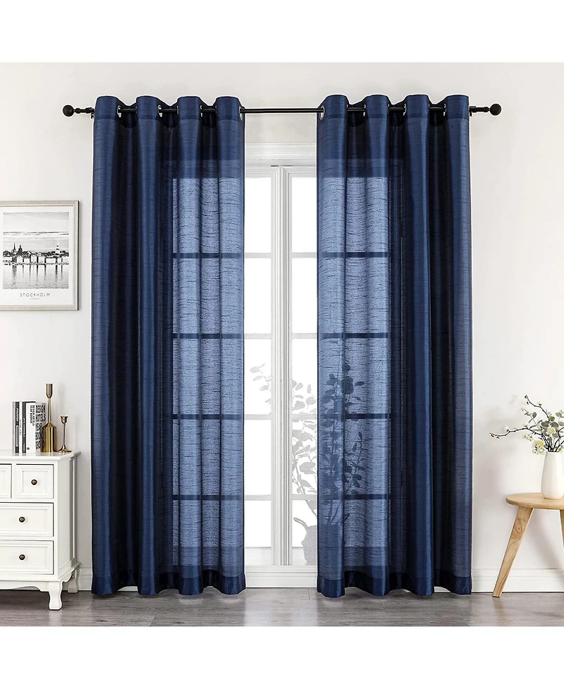 Kate Aurora Home Living 2 Piece Lightweight Basic Sheer Grommet Top Curtain Panels