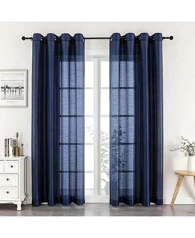 Kate Aurora Home Living 2 Piece Lightweight Basic Sheer Grommet Top Curtain Panels