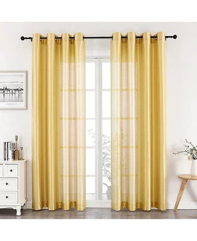 Kate Aurora Home Living 2 Piece Lightweight Basic Sheer Grommet Top Curtain Panels