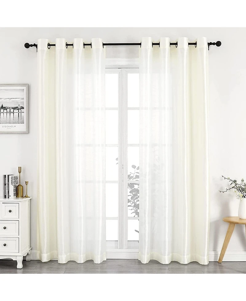 Kate Aurora Home Living 2 Piece Lightweight Basic Sheer Grommet Top Curtain Panels