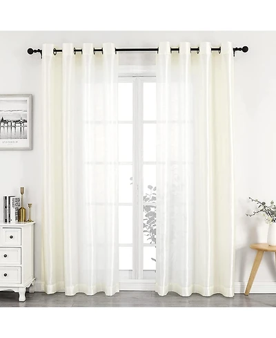 Kate Aurora Home Living 2 Piece Lightweight Basic Sheer Grommet Top Curtain Panels