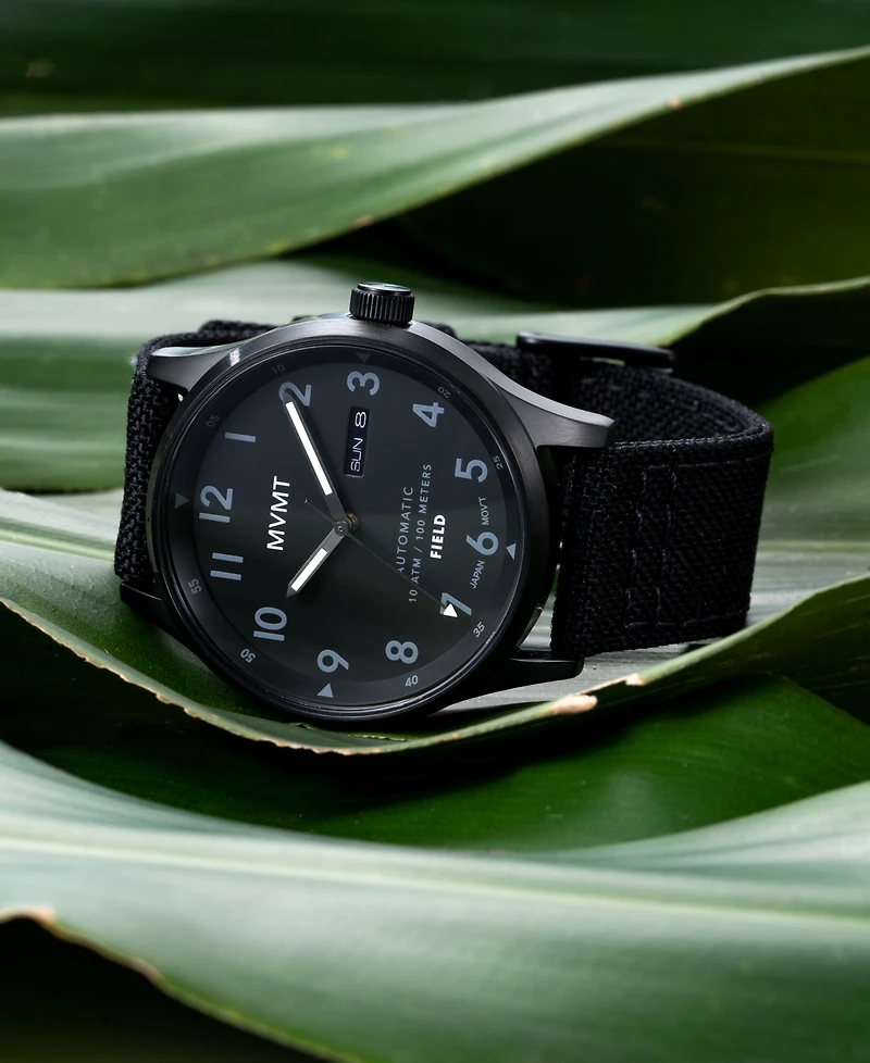 Mvmt Men's Field Automatic Black Canvas Strap Watch 42mm
