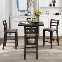 Streamdale Furniture 5-Piece Wooden Counter Height Dining Set With Padded Chairs And Storage Shelving
