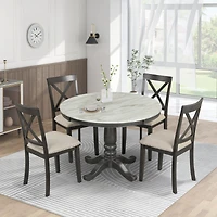 Streamdale Furniture 5 Pieces Dining Table And Chairs Set For 4 Persons, Kitchen Room Solid Wood Table With 4 Chair