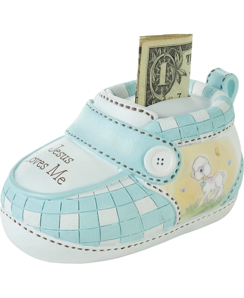 Precious Moments Jesus Loves Me Blue Bootie Ceramic Bank