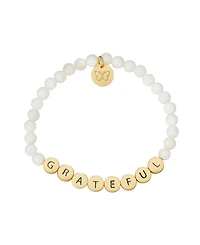 Gold Flash Plated "Grateful" Genuine Stone Stretch Bracelet
