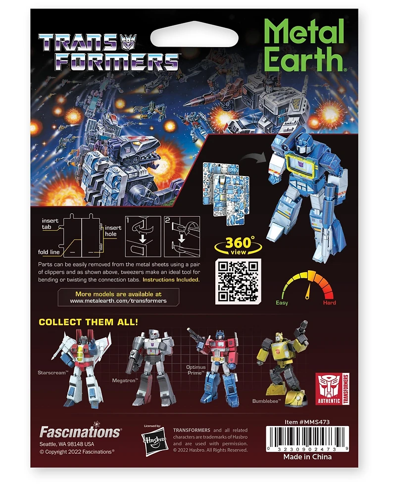 Fascinations Metal Earth 3D Metal Model Kit Transformers Color Soundwave