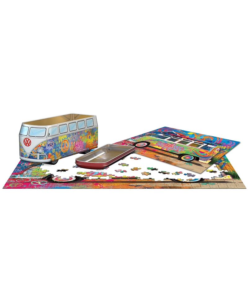 Eurographics Incorporated Volkswagen Wave Hopper Collectible Bus-Shaped Tin Puzzle, 550 Pieces