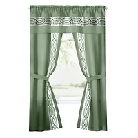 Kate Aurora Pacifico 5 Piece Rod Pocket All In One Attached Semi Sheer Window Curtain Panels & Valance Set