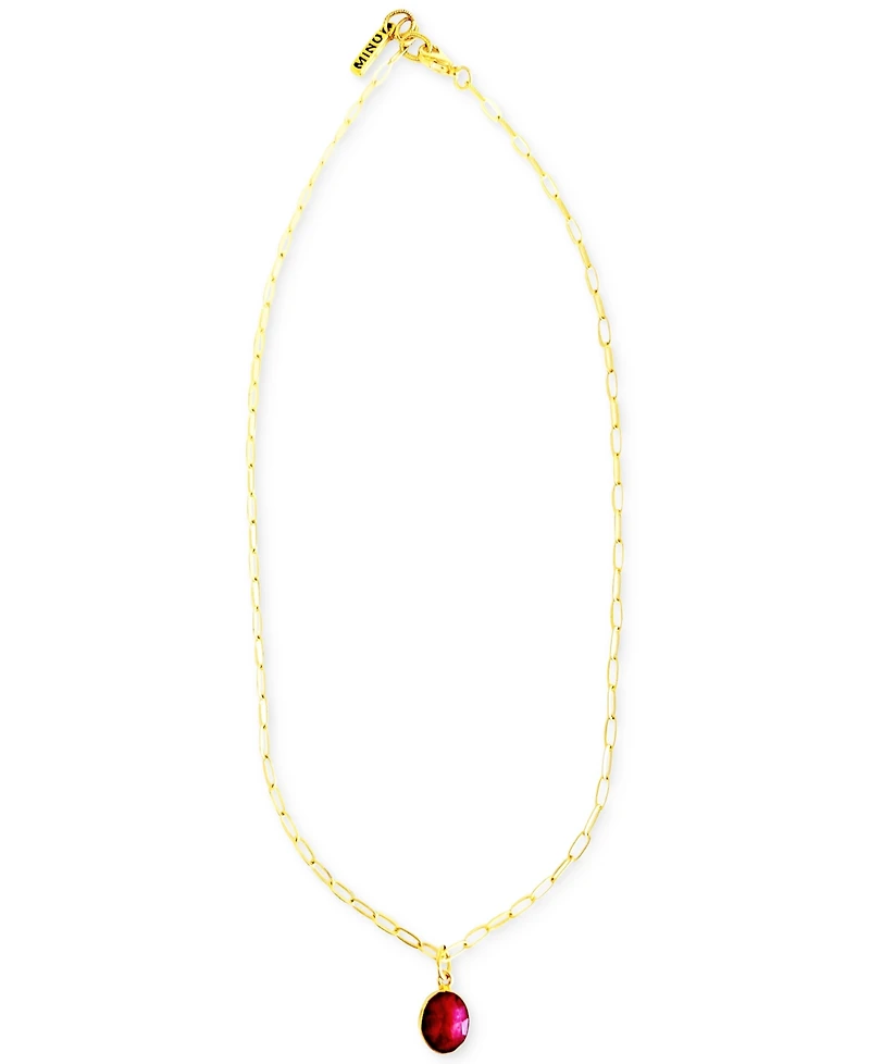 Minu Jewels Gold-Tone Ruby Pendant Necklace, 16" + 1" extender