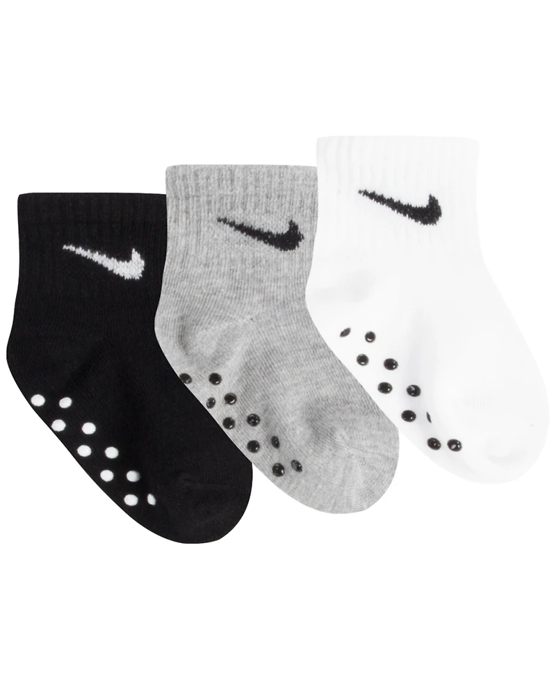 Nike Baby Boys or Girls Core Ankle Gripper Socks, Pack of 3