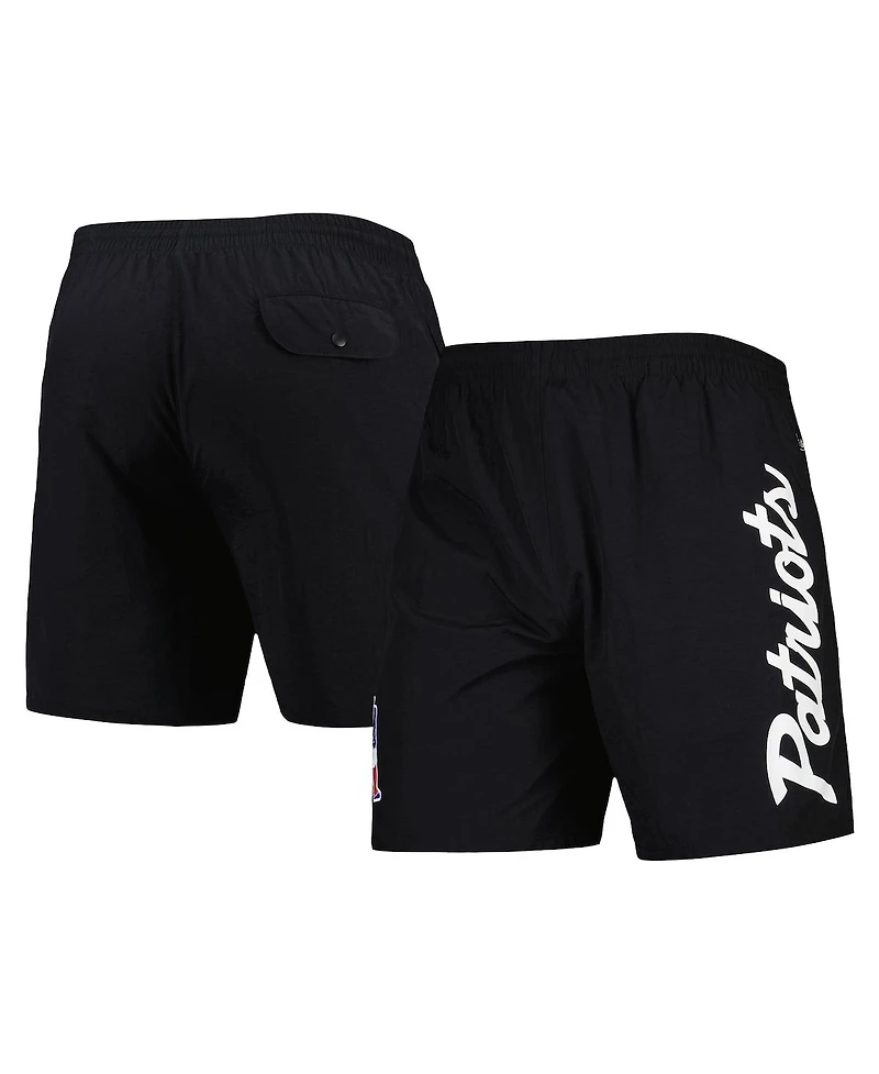 Men's Mitchell & Ness Black New England Patriots Team Essentials Nylon Shorts