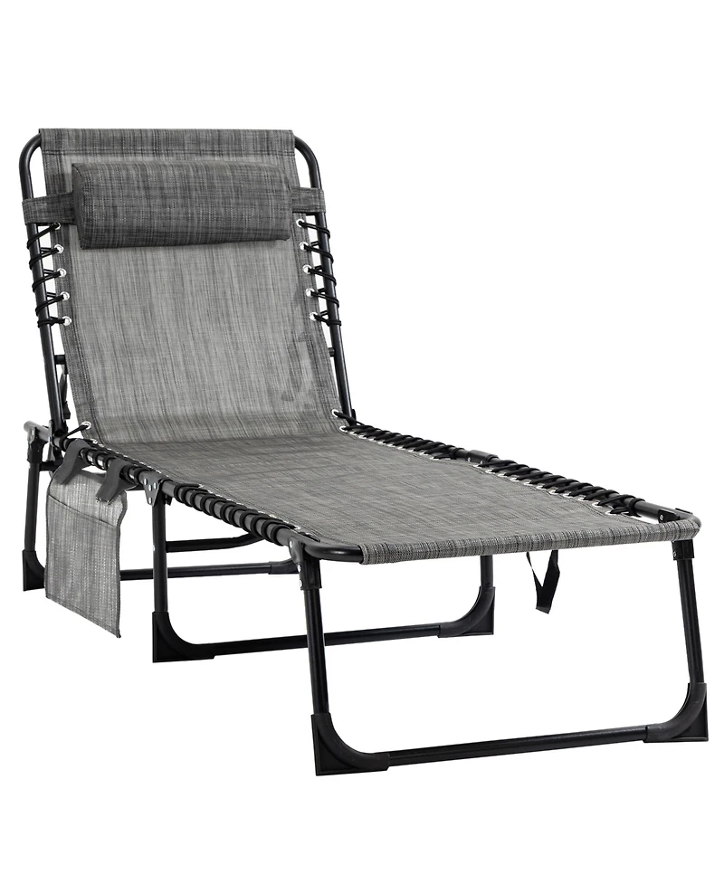 Outsunny Sun Lounger, Folding Chaise Recliner 5-Position Adjustable,