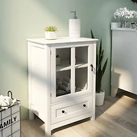 Streamdale Buffet Storage Cabinet With Single Glass Doors And Unique Bell Handle