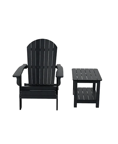 2-Piece Outdoor Folding Adirondack Chair with Side Table Set
