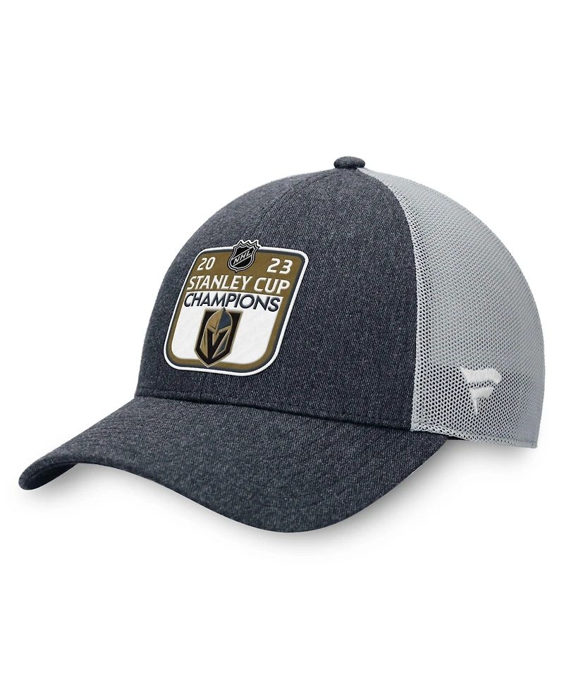 Men's Fanatics Charcoal, Black Vegas Golden Knights 2023 Stanley Cup Champions Mesh Locker Room Adjustable Hat