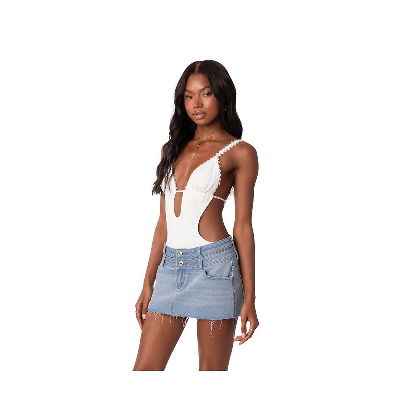 Edikted Women's Textured Cut Out Bodysuit