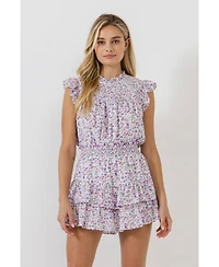 Free the Roses Women's Floral Print Sleeveless Blouse