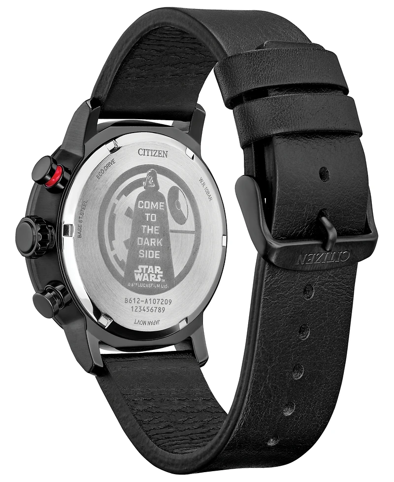 Citizen Eco-Drive Men's Chronograph Star Wars Darth Vader Black Leather Strap Watch 44mm
