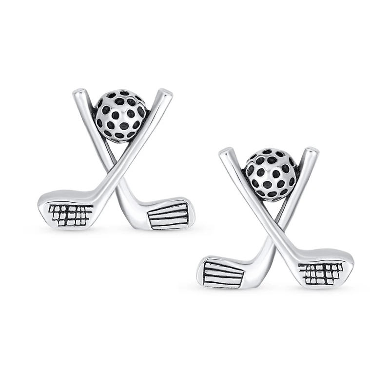 Bling Jewelry Sporty Sterling Silver Golf Studs Earrings Unique Gift for Golfer Enthusiasts