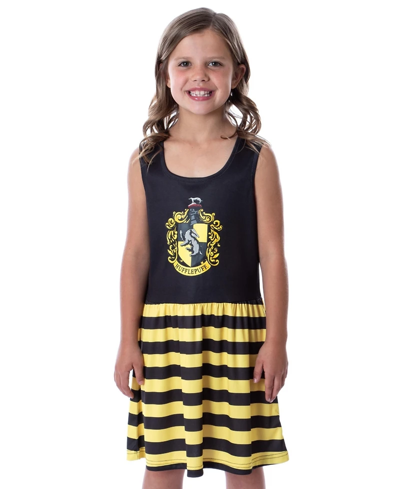 Harry Potter Big Girls Hogwarts House Crest 1PC Sleeveless Stripe Nightgown Pajama