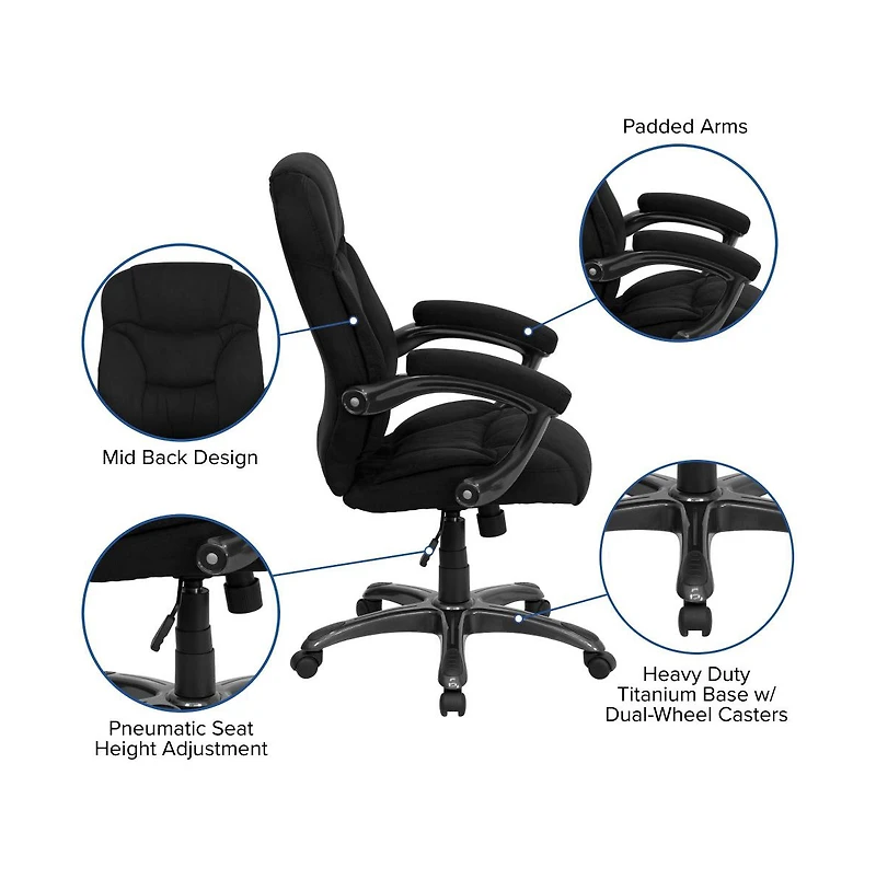 Emma+Oliver High Back Executive Ergonomic Office Chair With Silver Nylon Base And Arms